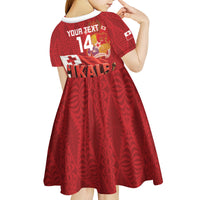 Tonga Rugby Custom Kid Short Sleeve Dress 2026 Go Ikale Tahi Ngatu Pattern LT14 - Polynesian Pride