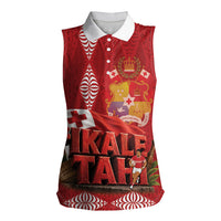Tonga Rugby Custom Women Sleeveless Polo Shirt 2026 Go Ikale Tahi Ngatu Pattern