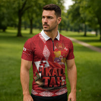 Tonga Rugby Custom Zipper Polo Shirt 2026 Go Ikale Tahi Ngatu Pattern LT14 - Polynesian Pride