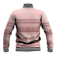 Pastel Pink Samoa Siapo Teuila Flowers Baseball Jacket LT14 - Polynesian Pride