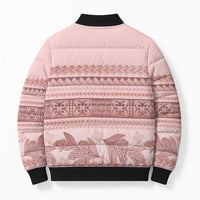 Pastel Pink Samoa Siapo Teuila Flowers Bomber Puffer Jacket LT14 - Polynesian Pride