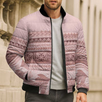 Pastel Pink Samoa Siapo Teuila Flowers Bomber Puffer Jacket LT14 - Polynesian Pride