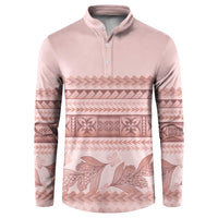 Pastel Pink Samoa Siapo Teuila Flowers Button Sweatshirt LT14 Pastel Pink - Polynesian Pride