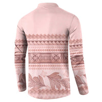 Pastel Pink Samoa Siapo Teuila Flowers Button Sweatshirt LT14 - Polynesian Pride