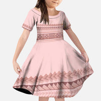 Pastel Pink Samoa Siapo Teuila Flowers Family Matching Puletasi and Hawaiian Shirt - Polynesian Pride