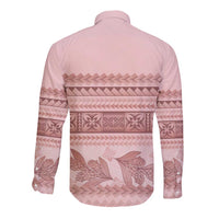 Pastel Pink Samoa Siapo Teuila Flowers Long Sleeve Button Shirt LT14 - Polynesian Pride