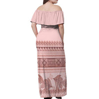 Pastel Pink Samoa Siapo Teuila Flowers Off Shoulder Maxi Dress - Polynesian Pride
