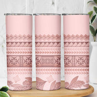 Pastel Pink Samoa Siapo Teuila Flowers Skinny Tumbler - Polynesian Pride