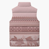 Pastel Pink Samoa Siapo Teuila Flowers Sleeveless Puffer Jacket LT14 - Polynesian Pride