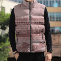 Pastel Pink Samoa Siapo Teuila Flowers Sleeveless Puffer Jacket LT14 - Polynesian Pride