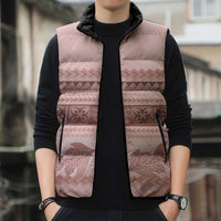 Pastel Pink Samoa Siapo Teuila Flowers Sleeveless Puffer Jacket LT14 - Polynesian Pride