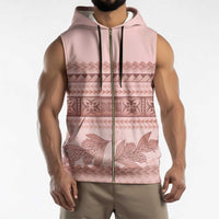 Pastel Pink Samoa Siapo Teuila Flowers Sleeveless Zip Hoodie - Polynesian Pride
