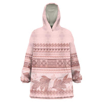 Pastel Pink Samoa Siapo Teuila Flowers Wearable Blanket Hoodie LT14 One Size Pastel Pink - Polynesian Pride