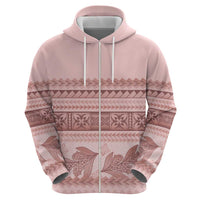 Pastel Pink Samoa Siapo Teuila Flowers Zip Hoodie - Polynesian Pride
