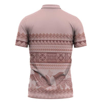 Pastel Pink Samoa Siapo Teuila Flowers Zipper Polo Shirt LT14 - Polynesian Pride
