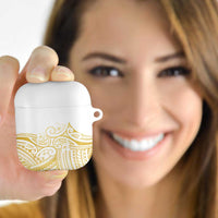 Polynesia White Sunday AirPods Case Plumeria Polynesian Tribal Gold Color - Polynesian Pride