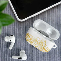 Polynesia White Sunday AirPods Case Plumeria Polynesian Tribal Gold Color - Polynesian Pride