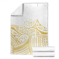 Polynesia White Sunday Blanket Plumeria Polynesian Tribal Gold Color LT14 - Polynesian Pride