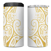Polynesia White Sunday 4 in 1 Can Cooler Tumbler Plumeria Polynesian Tribal Gold Color LT14 One Size: 16 oz White - Polynesian Pride