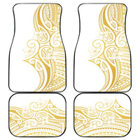 Polynesia White Sunday Car Mats Plumeria Polynesian Tribal Gold Color LT14 - Polynesian Pride