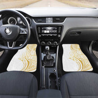 Polynesia White Sunday Car Mats Plumeria Polynesian Tribal Gold Color LT14 Set 2pcs - Front White - Polynesian Pride