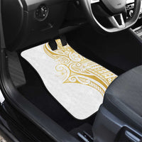 Polynesia White Sunday Car Mats Plumeria Polynesian Tribal Gold Color LT14 - Polynesian Pride