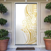 Polynesia White Sunday Door Cover Plumeria Polynesian Tribal Gold Color LT14 White - Polynesian Pride
