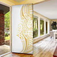 Polynesia White Sunday Door Cover Plumeria Polynesian Tribal Gold Color LT14 - Polynesian Pride