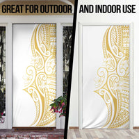 Polynesia White Sunday Door Cover Plumeria Polynesian Tribal Gold Color LT14 - Polynesian Pride