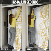 Polynesia White Sunday Door Cover Plumeria Polynesian Tribal Gold Color LT14 - Polynesian Pride
