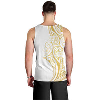 Polynesia White Sunday Men Tank Top Plumeria Polynesian Tribal Gold Color LT14 - Polynesian Pride