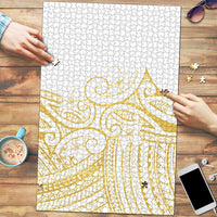 Polynesia White Sunday Puzzle Plumeria Polynesian Tribal Gold Color LT14 White - Polynesian Pride