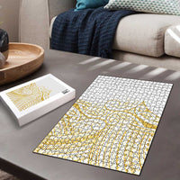 Polynesia White Sunday Puzzle Plumeria Polynesian Tribal Gold Color LT14 - Polynesian Pride