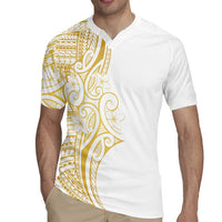 Polynesia White Sunday Rugby Jersey Plumeria Polynesian Tribal Gold Color LT14 - Polynesian Pride