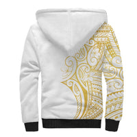 Polynesia White Sunday Sherpa Hoodie Plumeria Polynesian Tribal Gold Color LT14 - Polynesian Pride