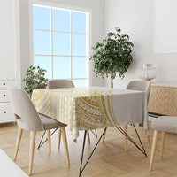 Polynesia White Sunday Tablecloth Plumeria Polynesian Tribal Gold Color LT14 - Polynesian Pride