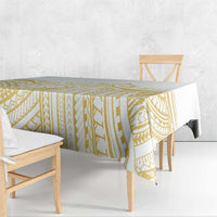 Polynesia White Sunday Tablecloth Plumeria Polynesian Tribal Gold Color LT14 - Polynesian Pride