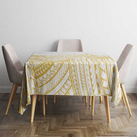 Polynesia White Sunday Tablecloth Plumeria Polynesian Tribal Gold Color LT14 - Polynesian Pride