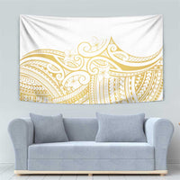 Polynesia White Sunday Tapestry Plumeria Polynesian Tribal Gold Color - Polynesian Pride