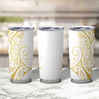 Polynesia White Sunday Tumbler Cup Plumeria Polynesian Tribal Gold Color - Polynesian Pride