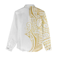 Polynesia White Sunday Women Casual Shirt Plumeria Polynesian Tribal Gold Color - Polynesian Pride