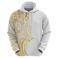 Polynesia White Sunday Zip Hoodie Plumeria Polynesian Tribal Gold Color - Polynesian Pride