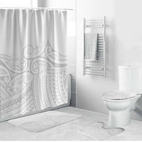 Polynesia White Sunday Bathroom Set Plumeria Polynesian Tribal Grey Color LT14 Bathroom Set (4 pcs) White - Polynesian Pride