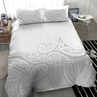 Polynesia White Sunday Bedding Set Plumeria Polynesian Tribal Grey Color - Polynesian Pride