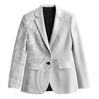 Polynesia White Sunday Blazer Plumeria Polynesian Tribal Grey Color - Polynesian Pride