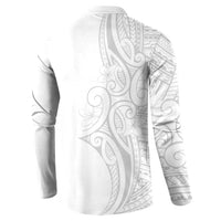 Polynesia White Sunday Button Sweatshirt Plumeria Polynesian Tribal Grey Color LT14 - Polynesian Pride