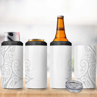 Polynesia White Sunday 4 in 1 Can Cooler Tumbler Plumeria Polynesian Tribal Grey Color LT14 - Polynesian Pride