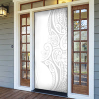 Polynesia White Sunday Door Cover Plumeria Polynesian Tribal Grey Color LT14 - Polynesian Pride