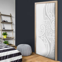 Polynesia White Sunday Door Cover Plumeria Polynesian Tribal Grey Color LT14 - Polynesian Pride