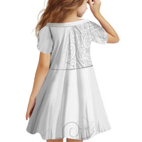Polynesia White Sunday Family Matching Off The Shoulder Long Sleeve Dress and Hawaiian Shirt Plumeria Polynesian Tribal Grey Color - Polynesian Pride